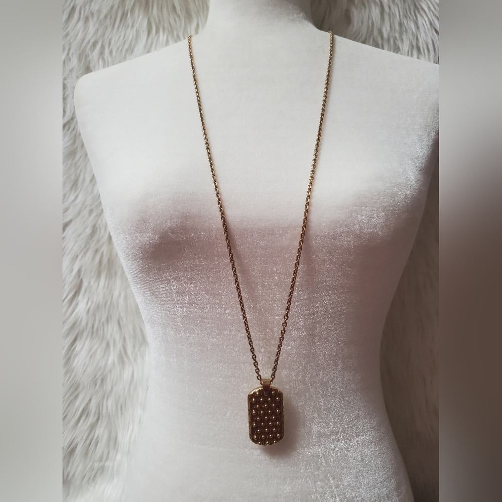 TAT 2 designs dog tag shape pendant necklace gold plated